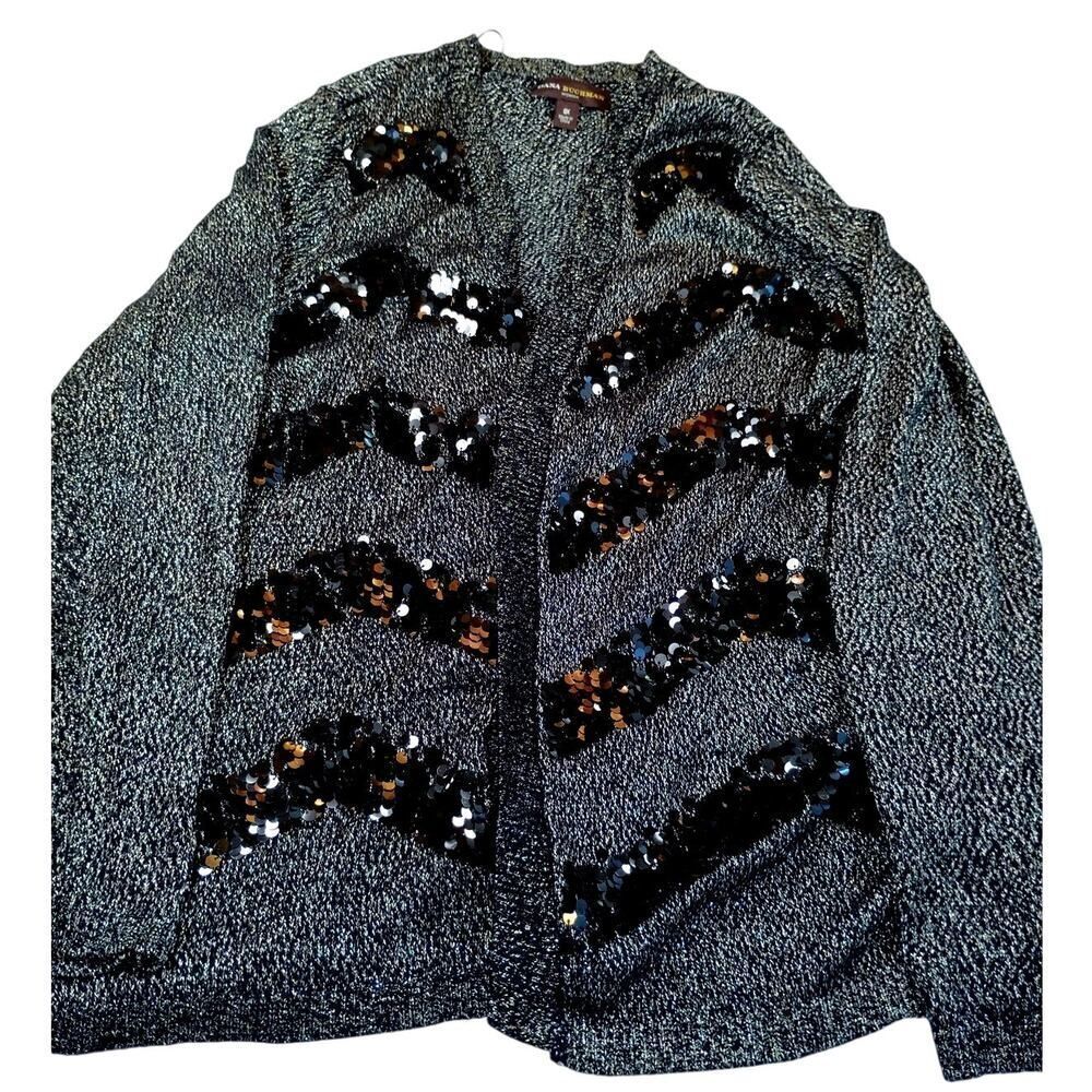 Dana Buchman Black & Silver Sequined Sweater - Women's Plus Size 14-16